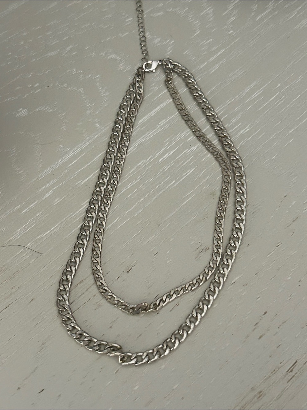 Silver-Tone Double Layer Chain Necklace